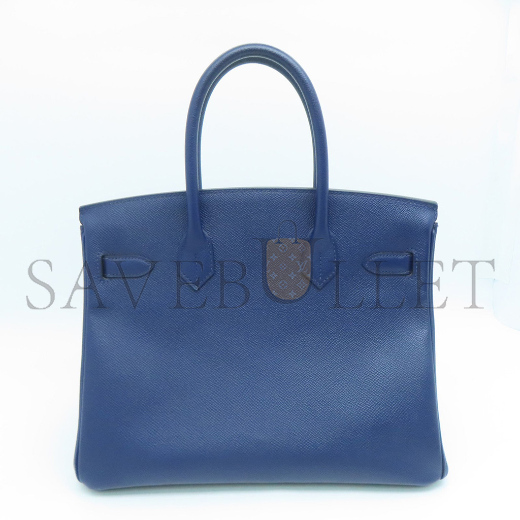 H**mes birkin 25 swift leather agate blue gold buckle h049362ck23 (25*20*13cm)